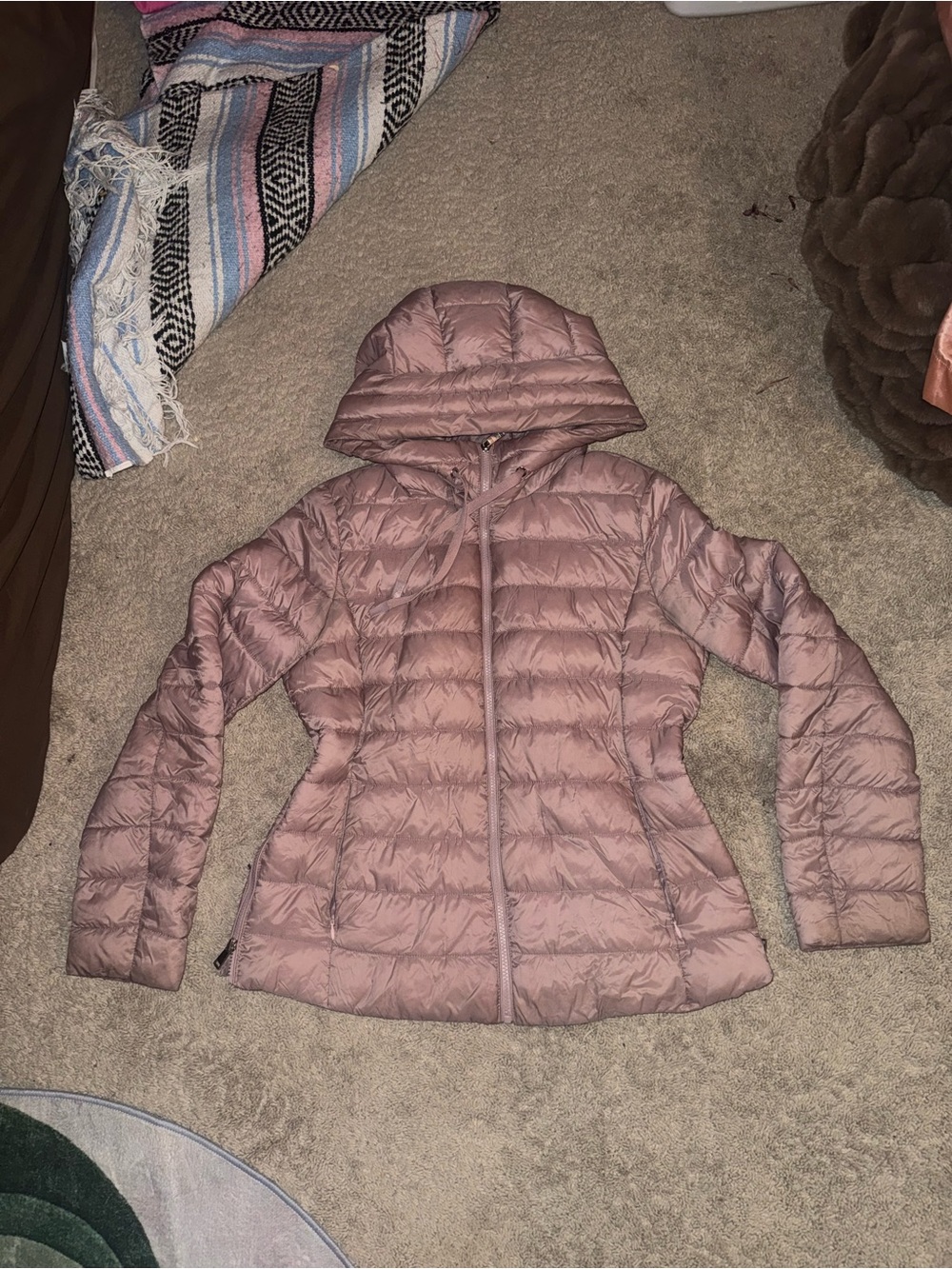 ANTONIO MELANI Dusty Rose Quilted Hooded Puffer Jacket